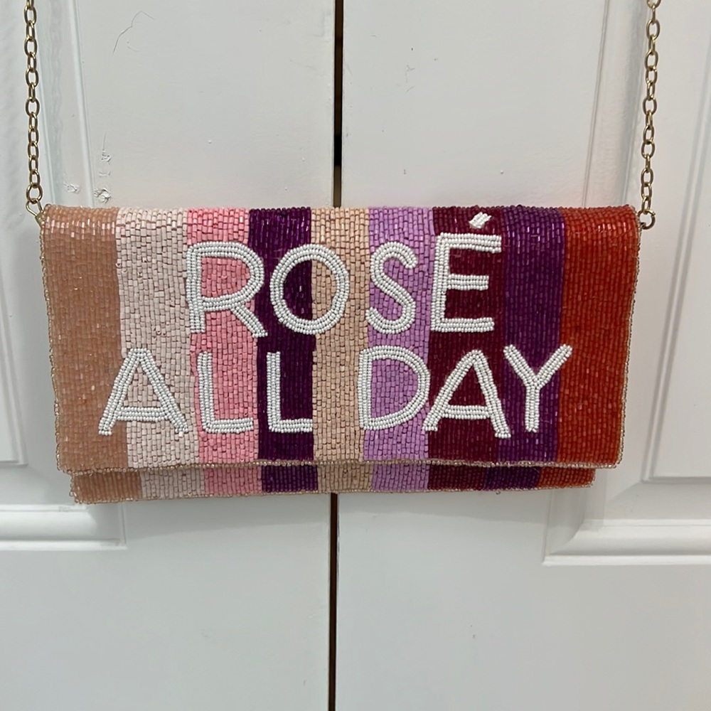 Rose All Day Beaded Crossbody Bag or Purse. Lulu NYC.